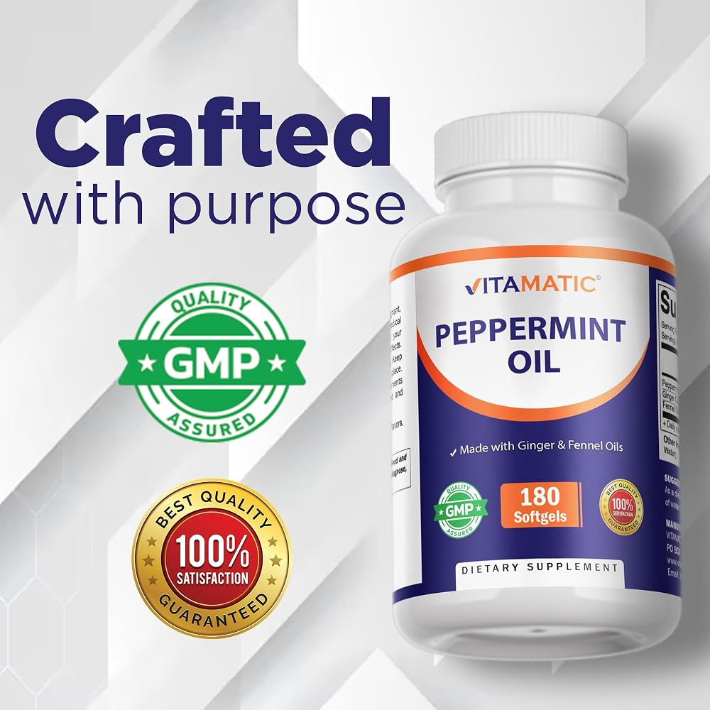 Vitamatic Peppermint Oil Gel with Ginger & Fennel - 180 Softgels - image 5