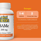 Natural Factors SAMe 200 mg Mood & Joint Support - 30 Tablets - image 3