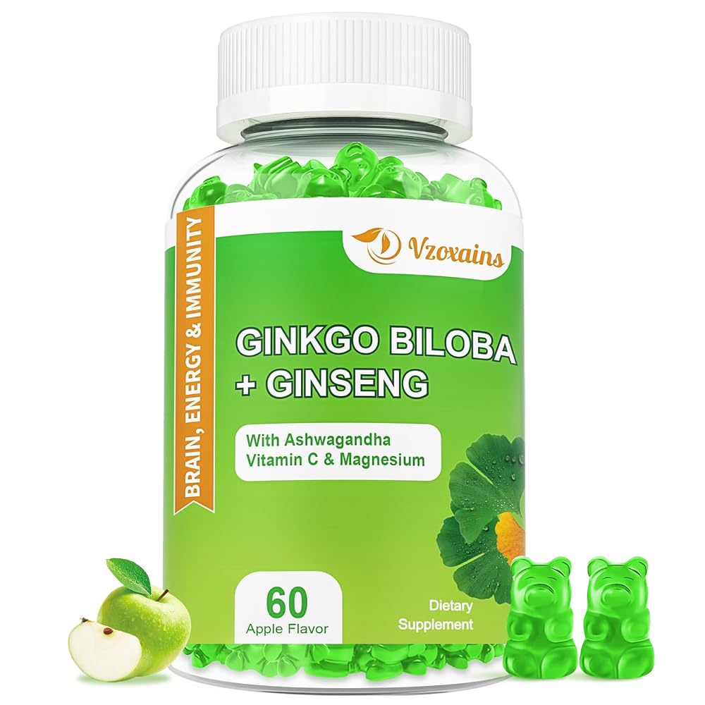 VZOXAINS Ginkgo Biloba Gummies with Ginseng