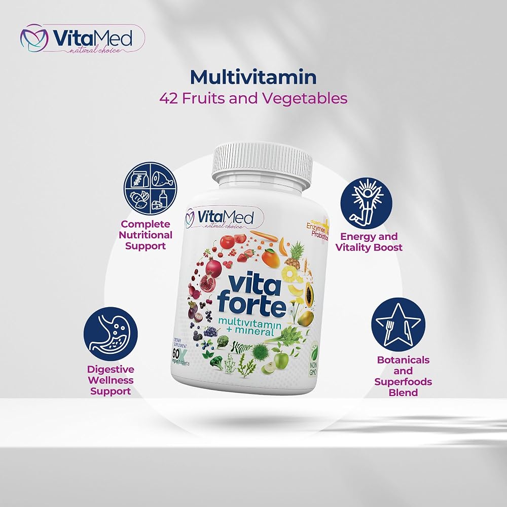 VitaMed Vita Forte Vegan Multivitamin with Probiotics - 60 Tablets - image 4