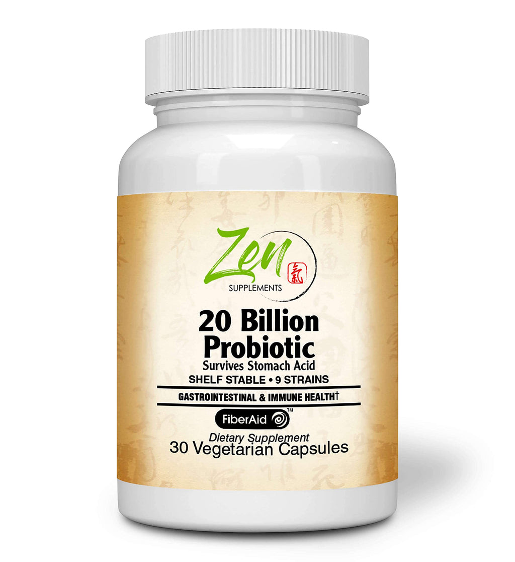 Zen Supplements 20 Billion CFU 9 Strain Multi-Probiotic - 30 Vegetarian Capsules