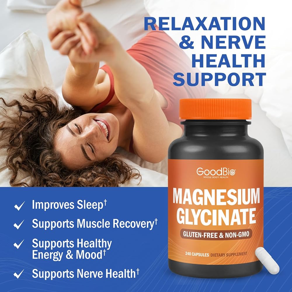 GOODBIO Magnesium Glycinate 500mg - 240 Capsules - image 3