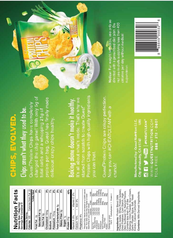 Quest Nutrition Sour Cream & Onion Protein Chips - Pack of 8 - image 4