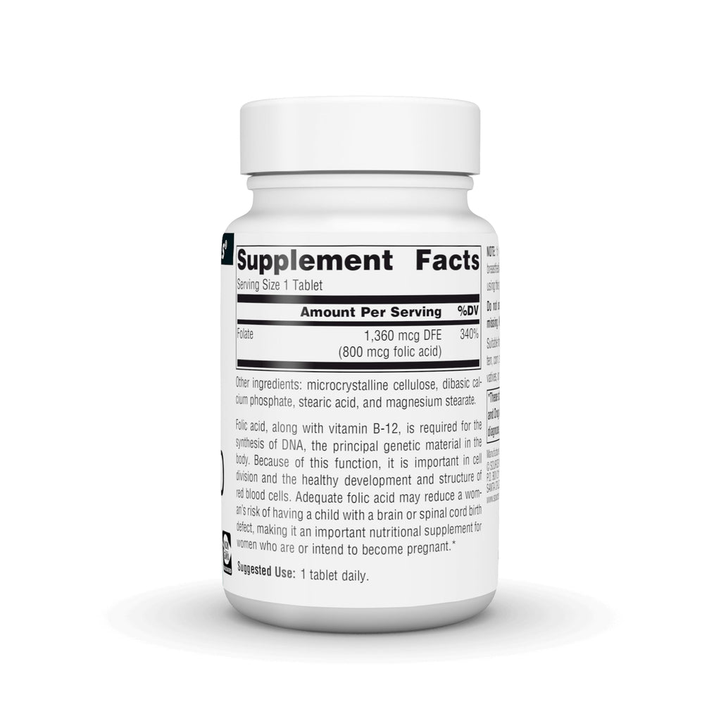 Source Naturals Folic Acid 800 mcg - 200 Vegetarian Tablets - image 3