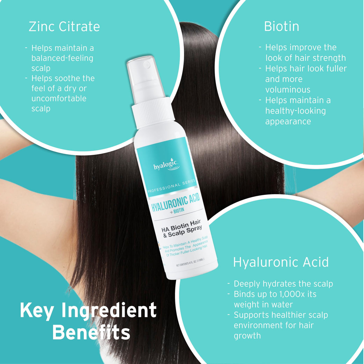 Hyalogic Biotin Hair & Scalp Spray with Hyaluronic Acid - 4 fl oz - image 4
