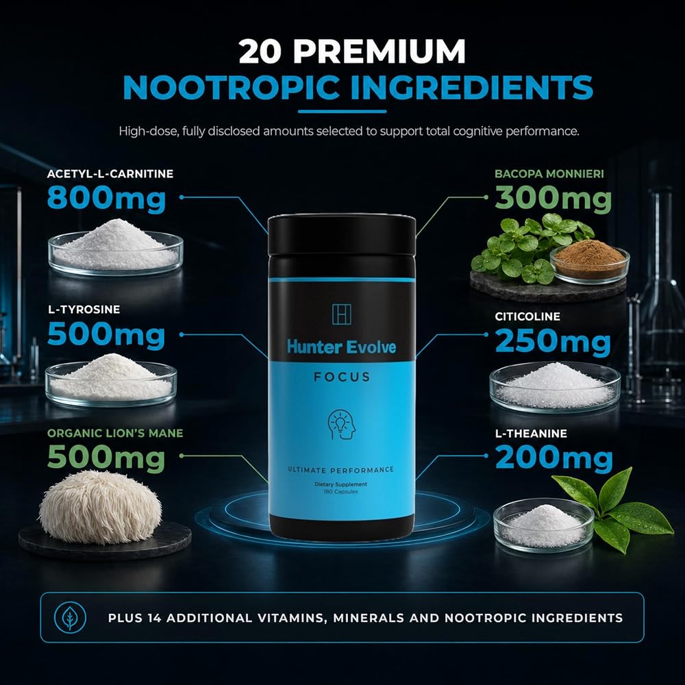 ROAR AMBITION Hunter Focus Premium Nootropic Brain Supplement - 180 Capsules - image 6