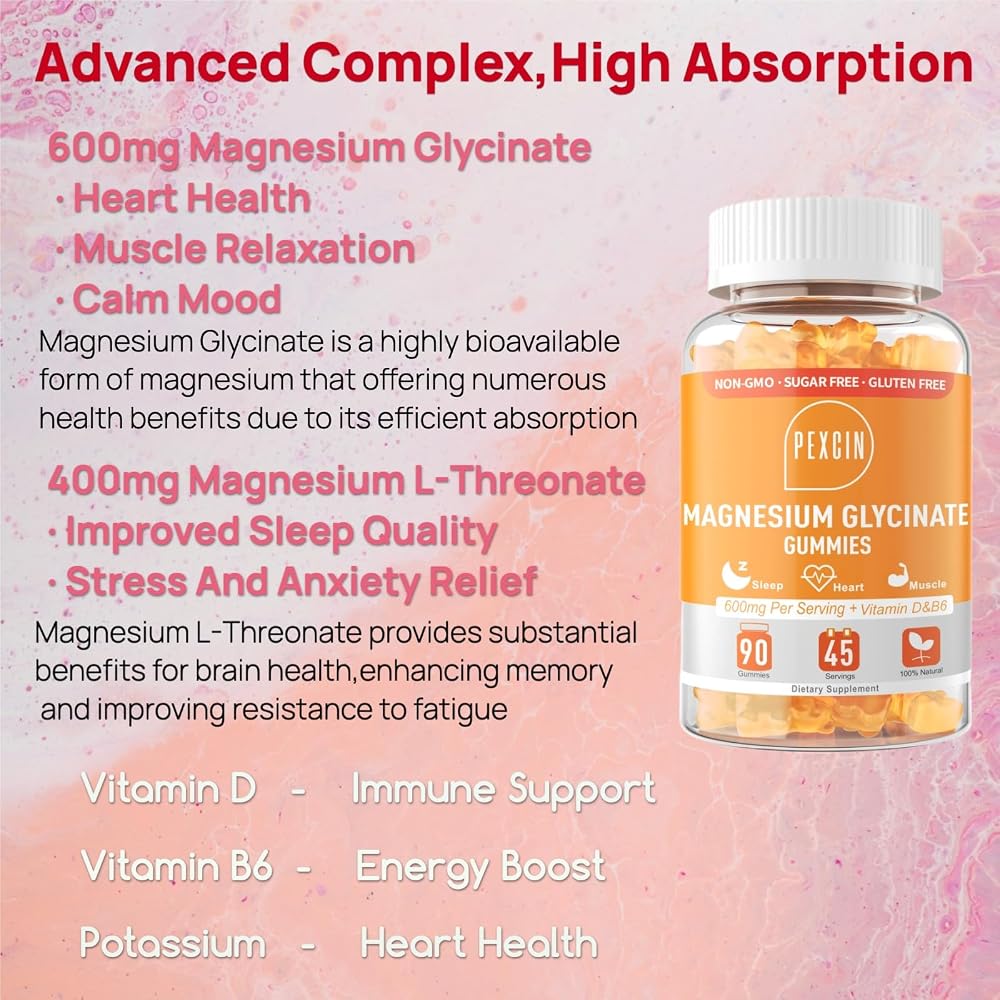 PEXCIN Magnesium Glycinate Gummies for Calm & Sleep - 180 Count - image 2