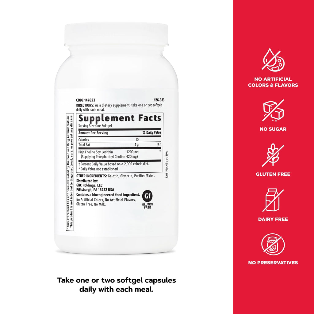 GNC Triple Lecithin 1200mg Softgels - 90 Count - image 5