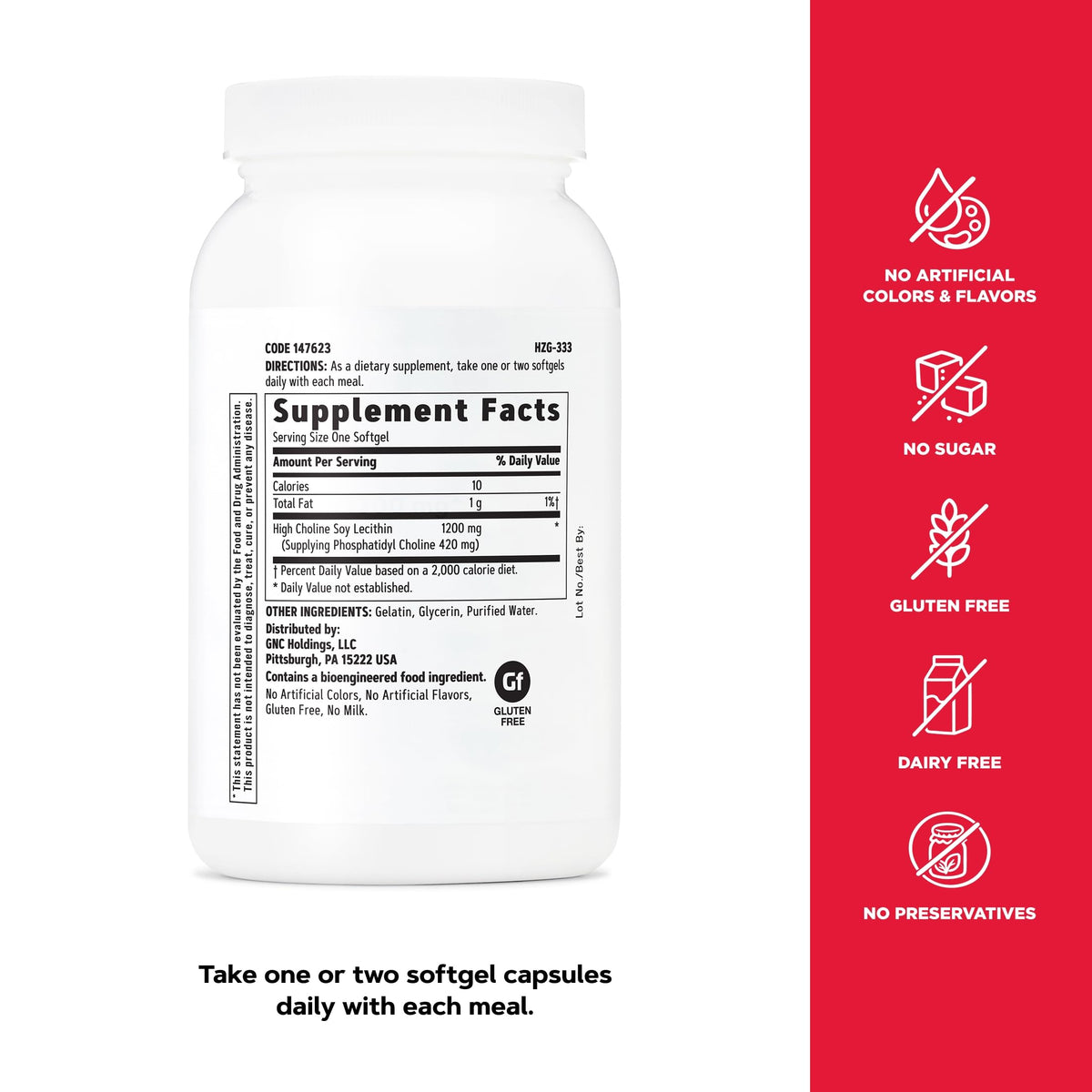 GNC Triple Lecithin 1200mg Softgels - 90 Count - image 5