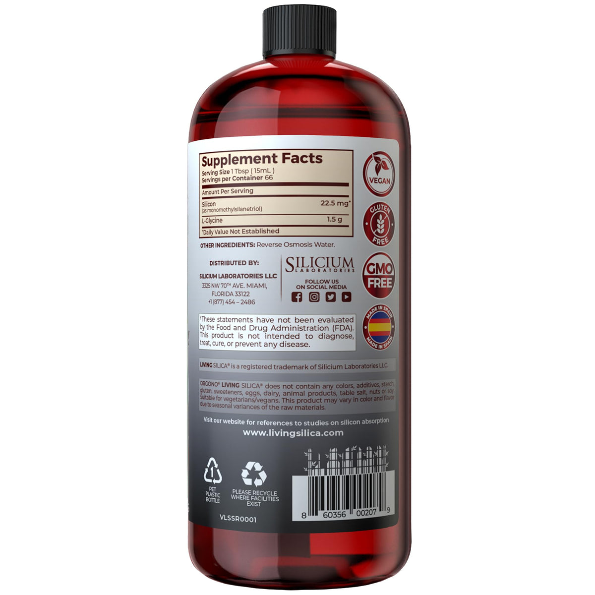 Living Silica ORGONO Sports Recovery Silica Supplement - 33.8 Fl Oz - image 2