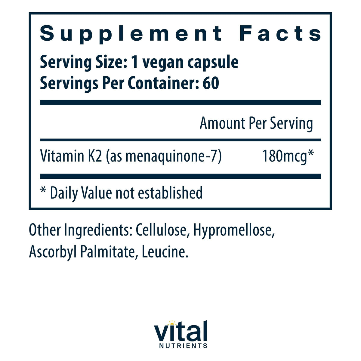 Vital Nutrients Vitamin K2-7 - 60 Capsules - image 2