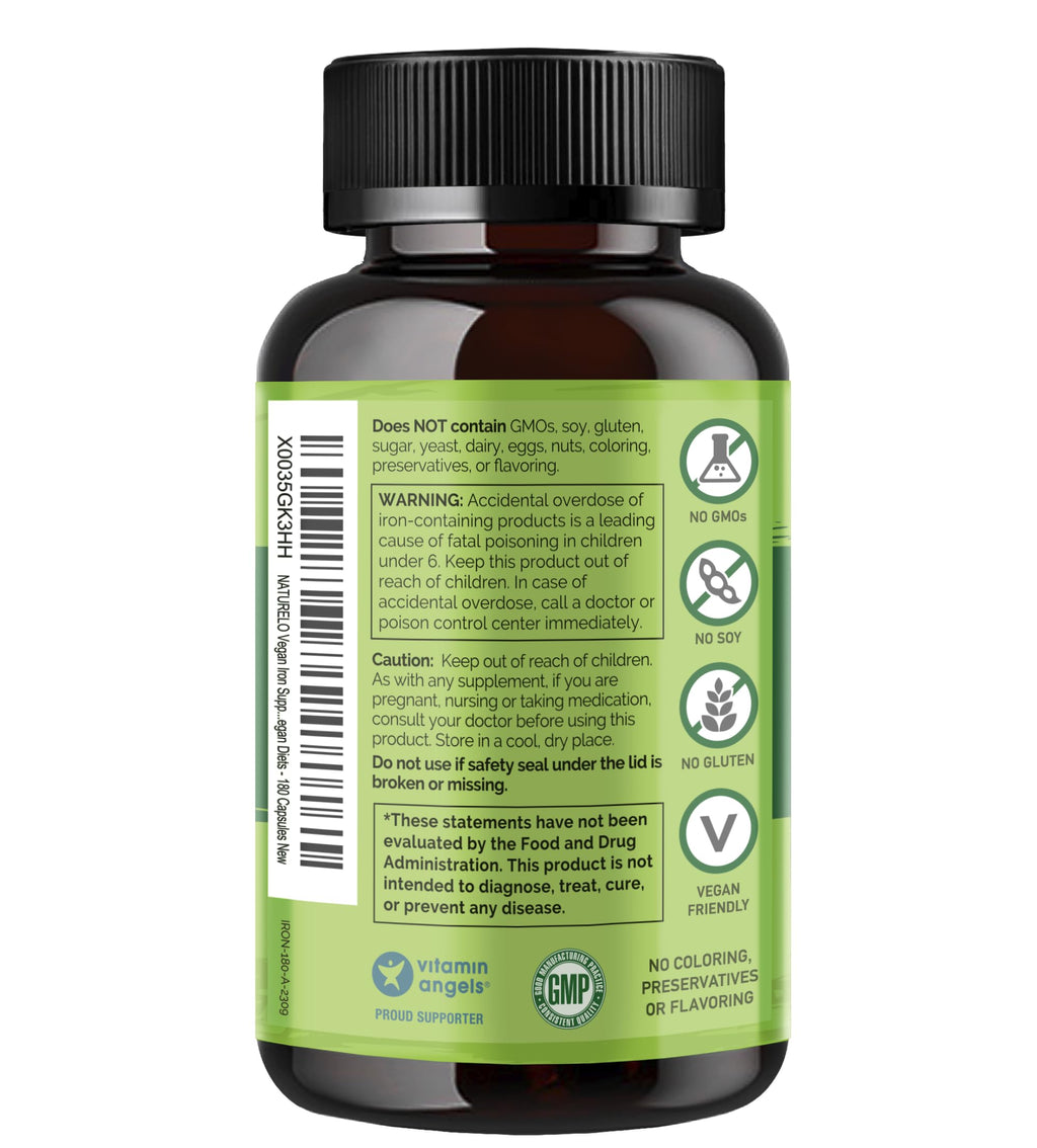 Naturelo Capsules iron 25Mg vitamin C gentle On The Stomach