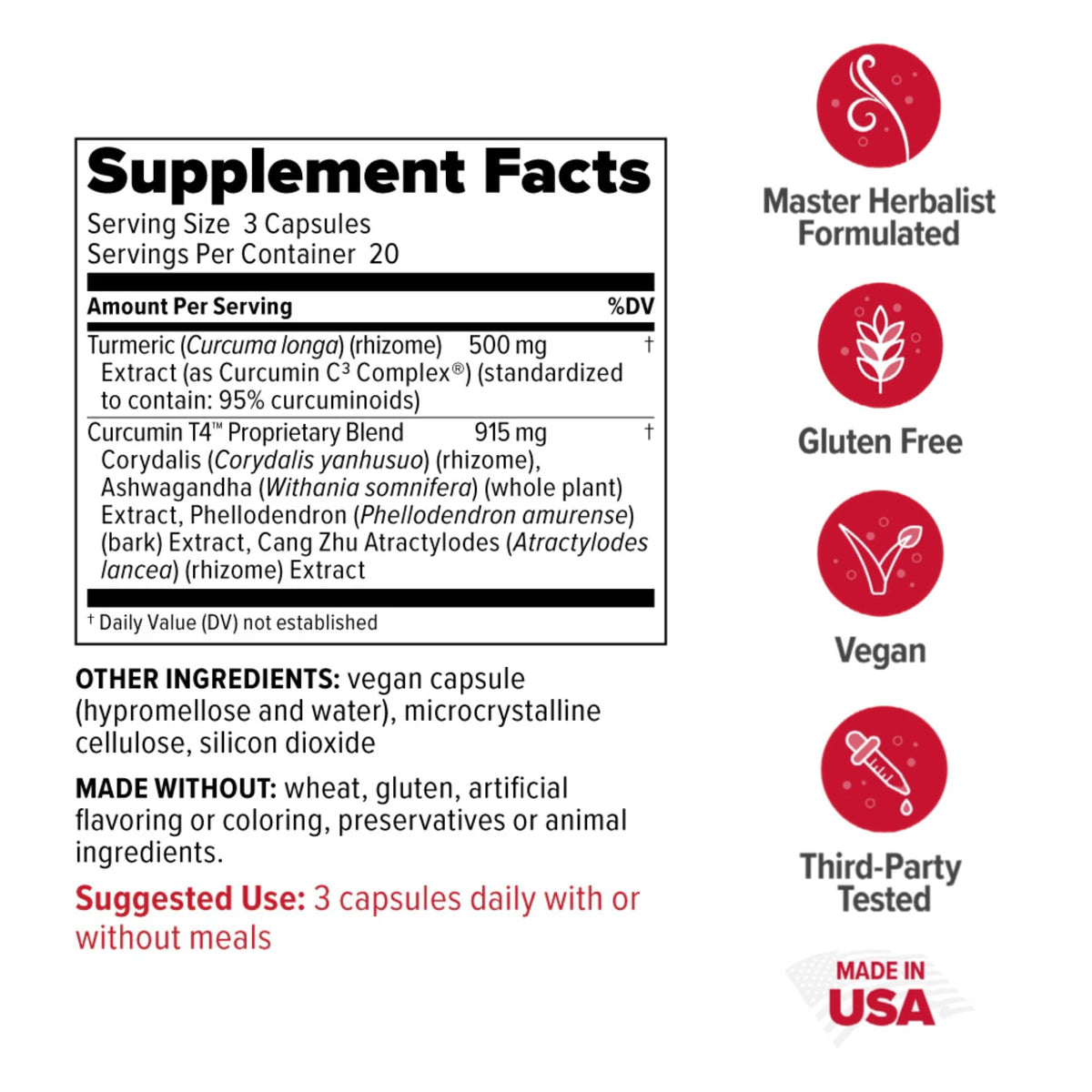 Redd Remedies Curcumin T4 - 60 Vegetarian Capsules - image 2