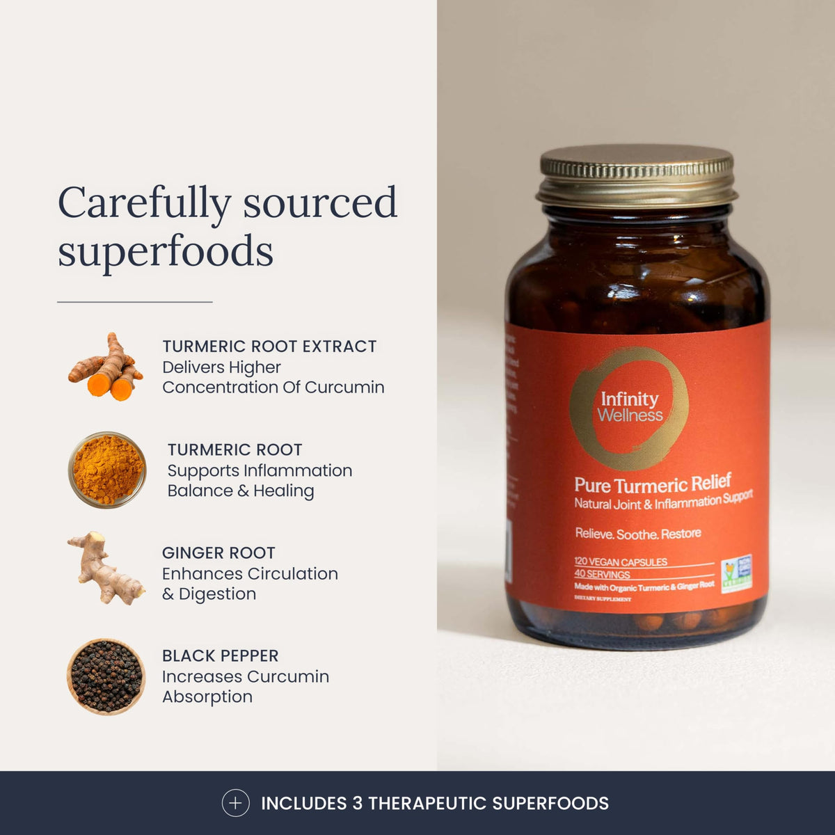 Infinity Greens Pure Turmeric Relief Capsule - 120 Count - image 3