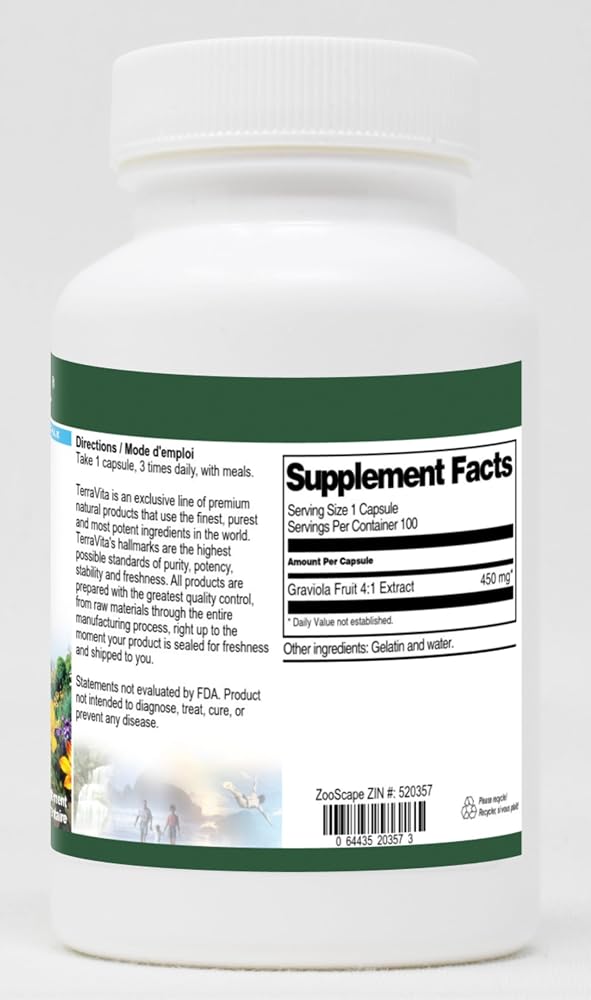 Terravita Graviola Fruit 4:1-450 mg (100 Capsules, ZIN: 520357) - image 2