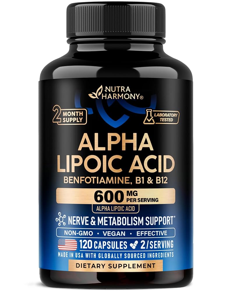NUTRAHARMONY Alpha Lipoic Acid 600mg - ALA Supplement Antioxidant