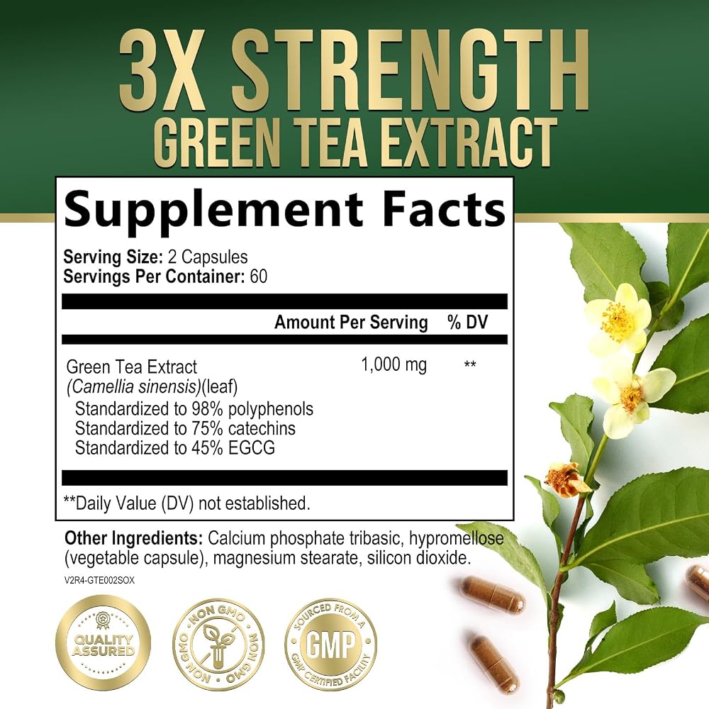 Nature's Nutrition Green Tea Extract 1000mg Per Serving - image 3