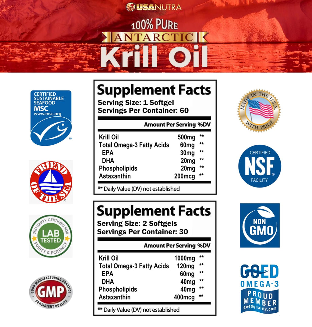 USANUTRA Antarctic Krill Oil Softgels 1000mg - 60 Softgels - image 2
