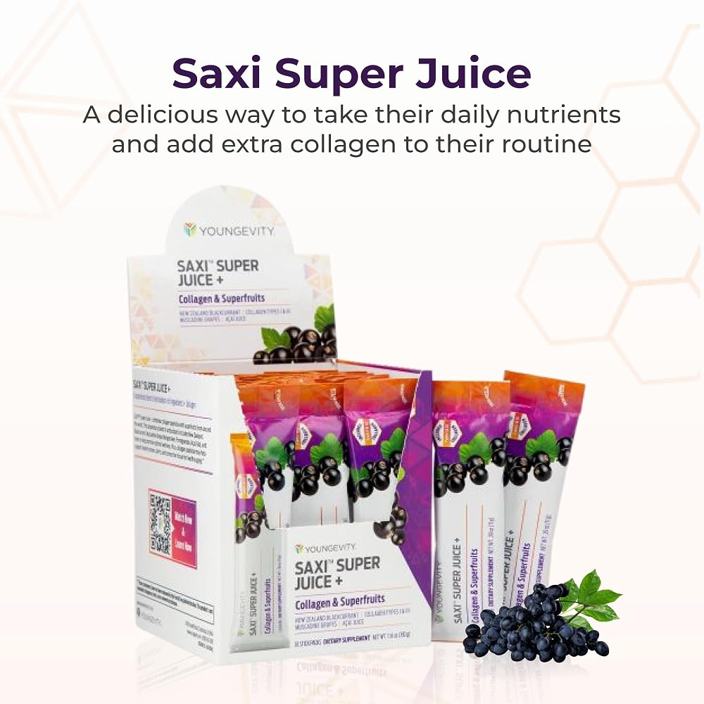 Youngevity SaXi Super Juice Plus Collagen Blackcurrant Drink Mix - Stick - image 2