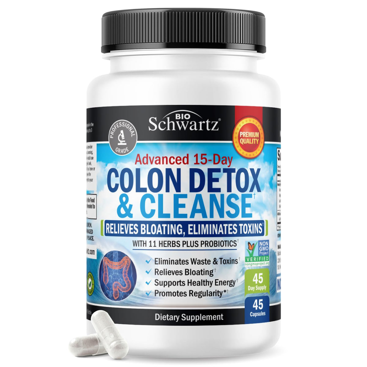 BioSchwartz Colon Cleanser Digestive Support - 45 Capsules