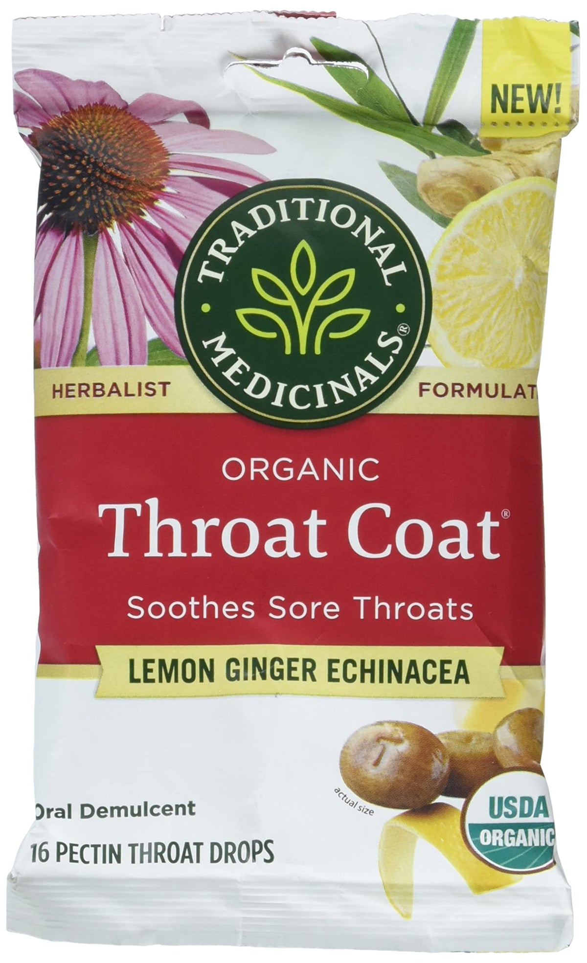 Traditional Medicinals Lemon Ginger Echinacea Lozenges - 192 Count