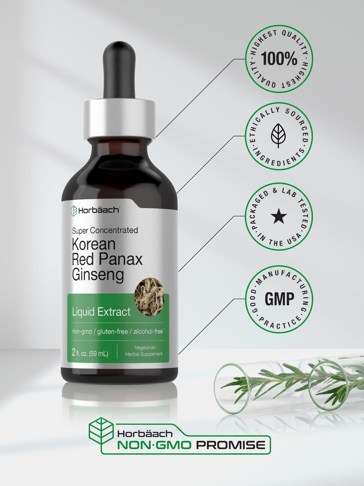 Horbäach Korean Red Ginseng Liquid Extract - 2 fl oz - image 6