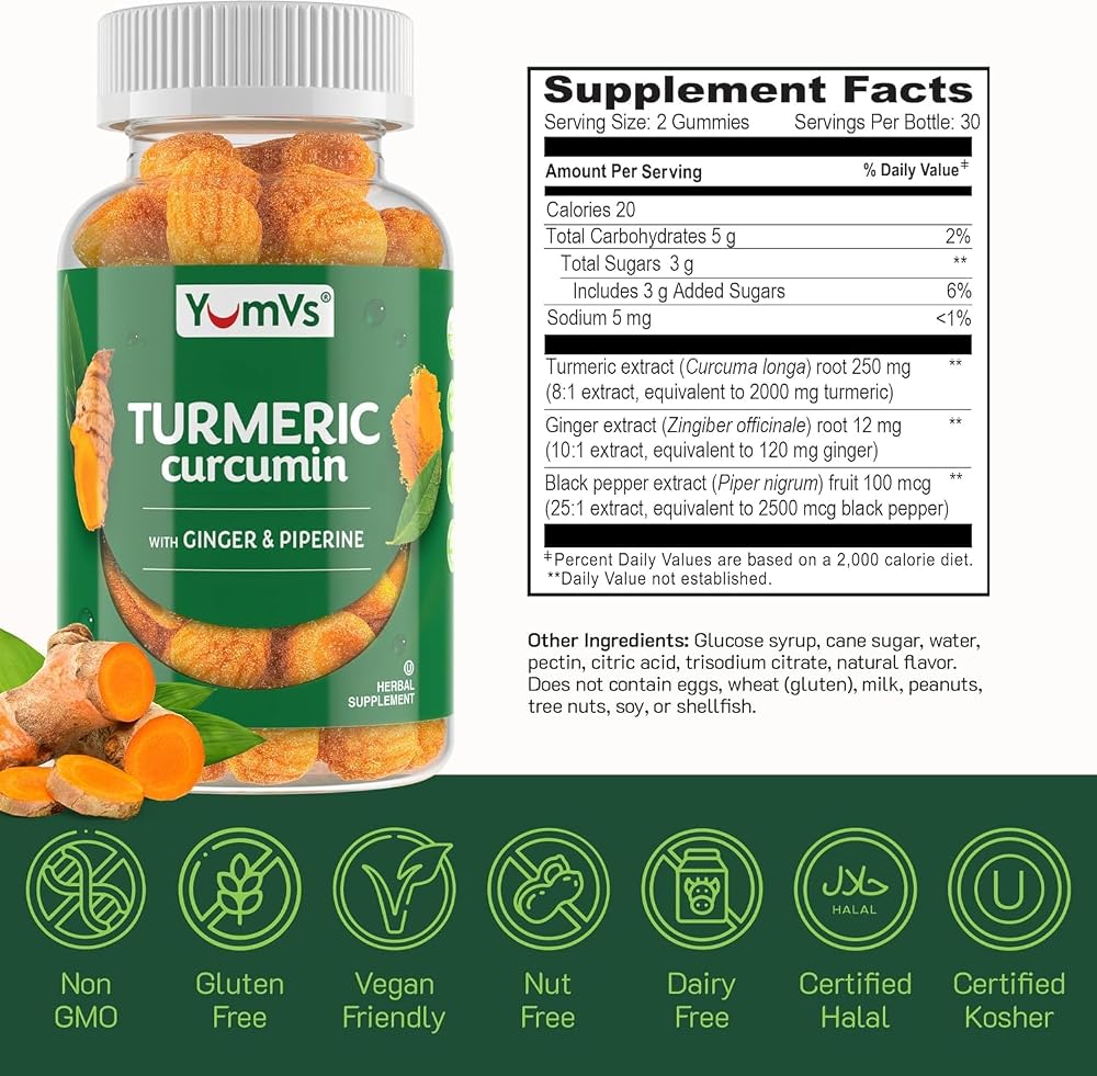 YUM-V'S YumV's Turmeric Gummies with Ginger and Piperine - Peach