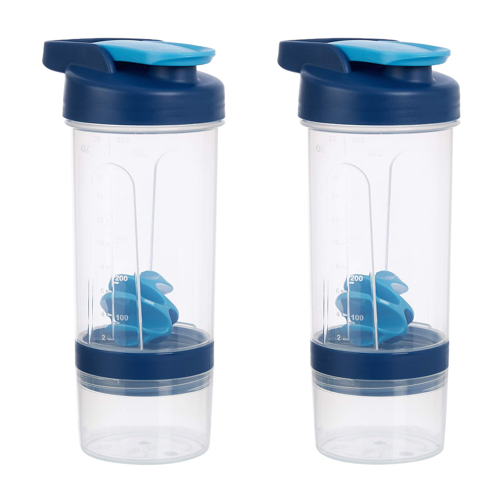 Amazon Basics Leak Proof Protein Shaker Bottle 20 oz - 2-Pack