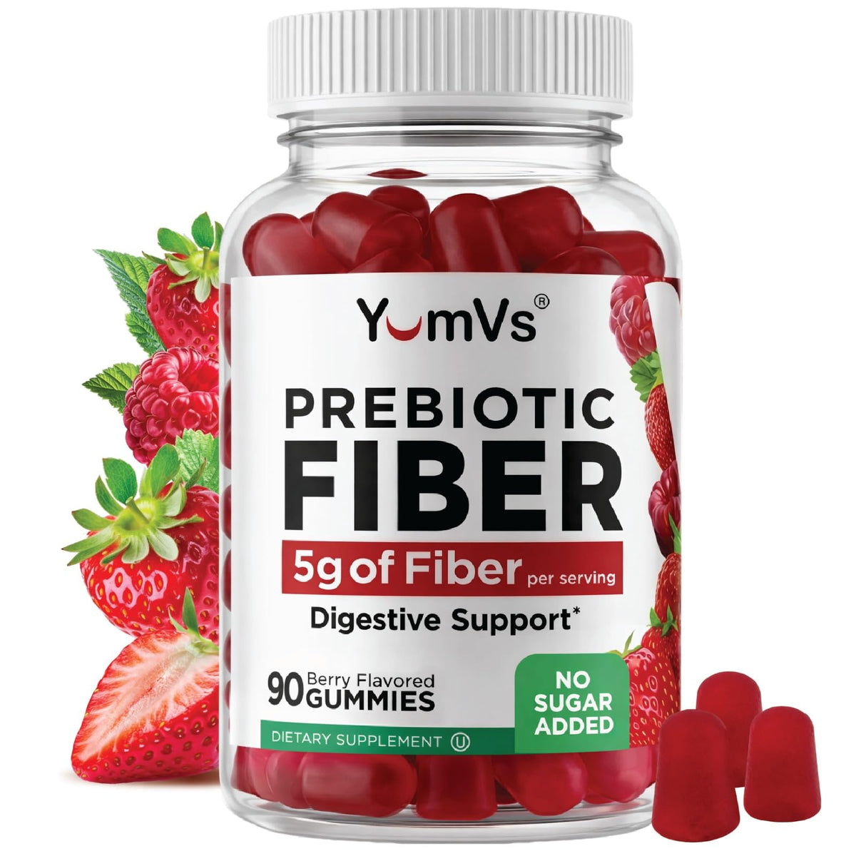YUM-V'S - Prebiotic Fiber Gummies for Adults & Kids - 5g Digestive