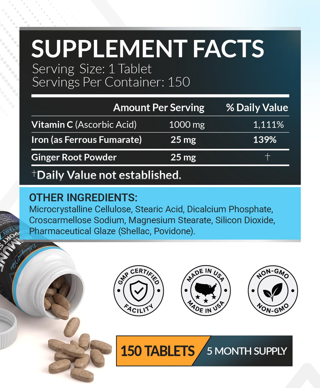Extravagant Value Iron & Vitamin C Supplement - 150 Tablets - image 2