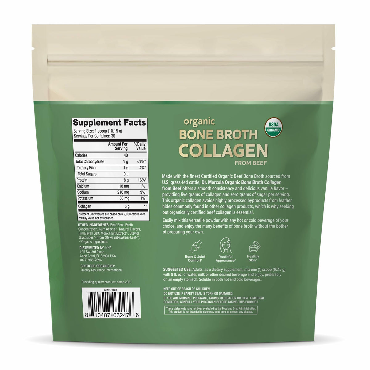 Dr. Mercola Organic Bone Broth Collagen Powder