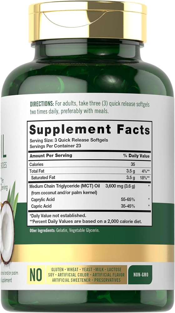 Carlyle MCT Oil Capsules 3600 mg - 70 Softgels - image 2