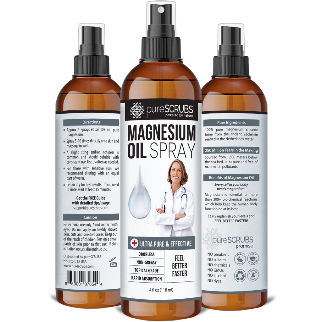pureSCRUBS Doctor Recommended Pure Topical Magnesium Oil Spray