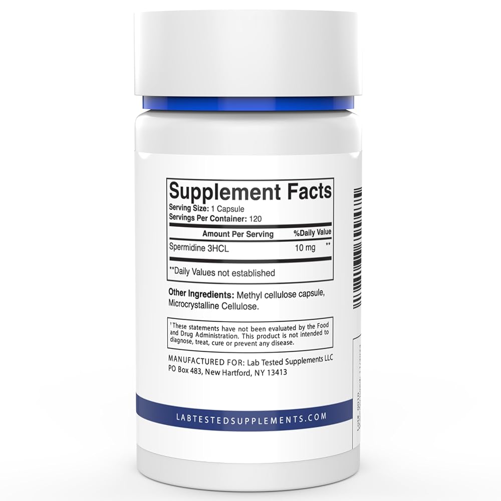 Lab Tested Supplements Spermidine 3HCL 10mg - 120 Capsules - image 2