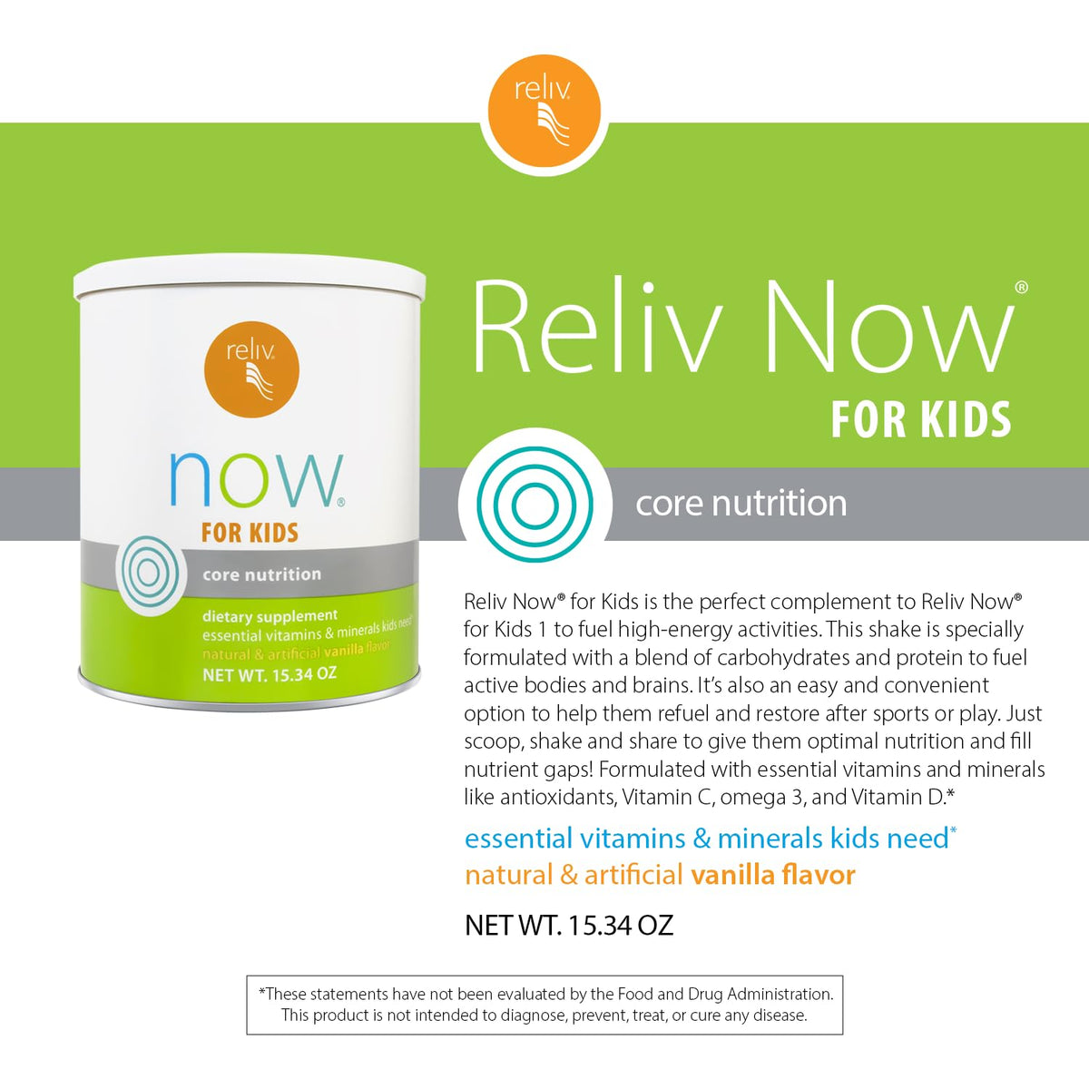 RELIV Now for Kids Vanilla Nutritional Shake - 15 Servings - image 3