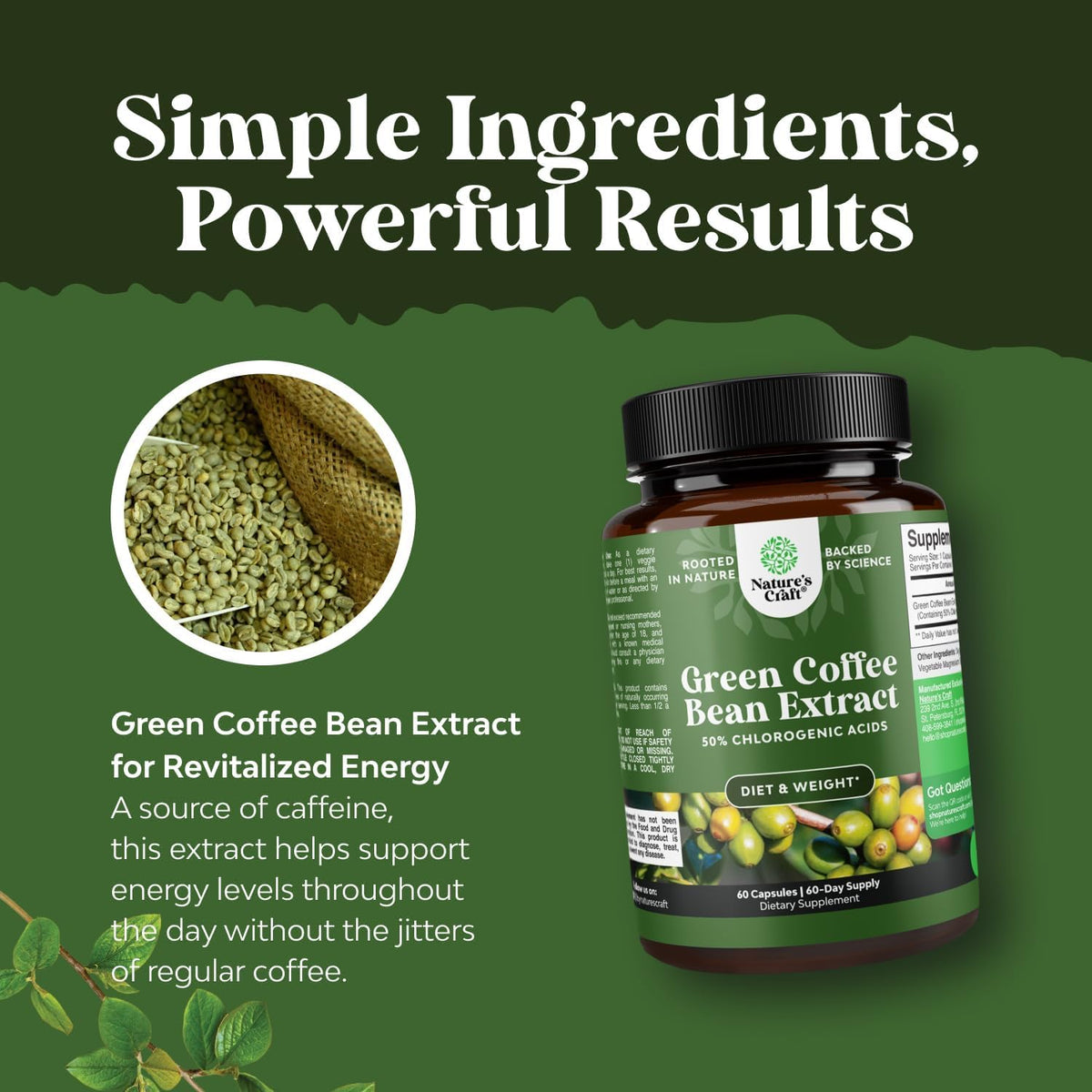 Natures Craft Pure Green Coffee Bean Extract - 60 Capsules - image 3