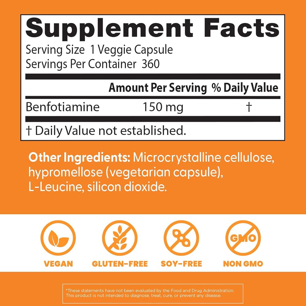 Doctor's BEST Benfotiamine 150mg Supplement - 360 Vegetarian Capsules - image 4