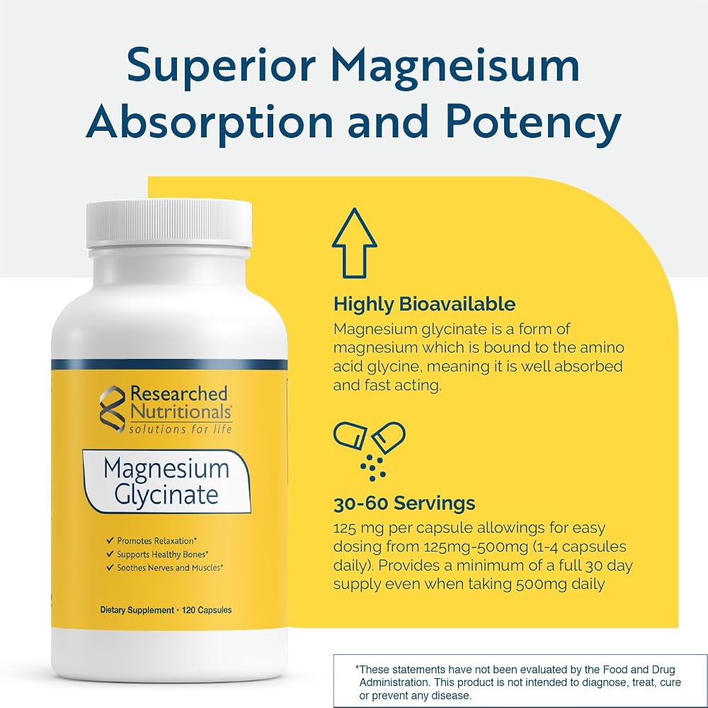 Researched Nutritionals Magnesium Glycinate 125mg - 120 Capsules - image 3
