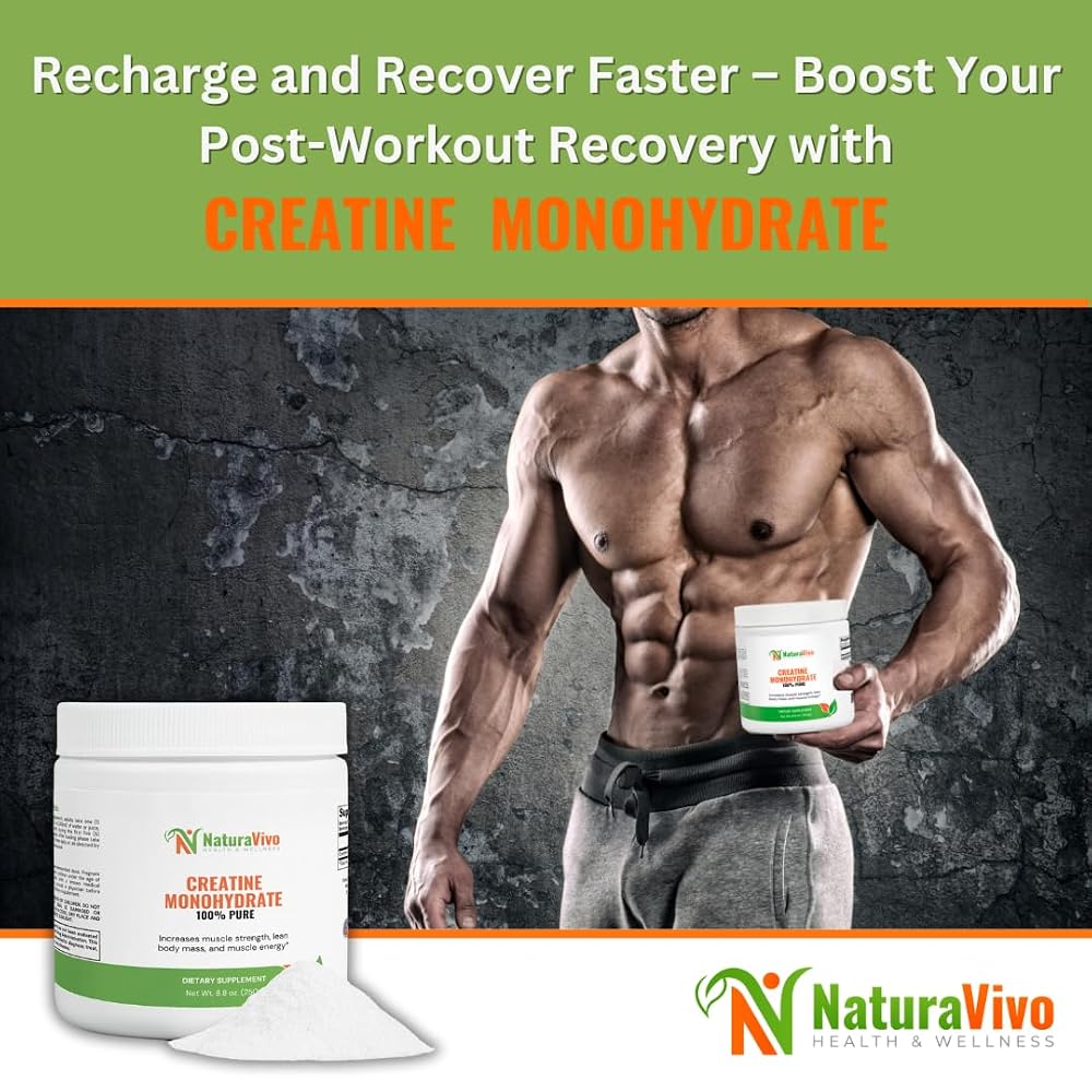 NaturaVivo Creatine Monohydrate Powder 5000mg - 50 Servings - image 5