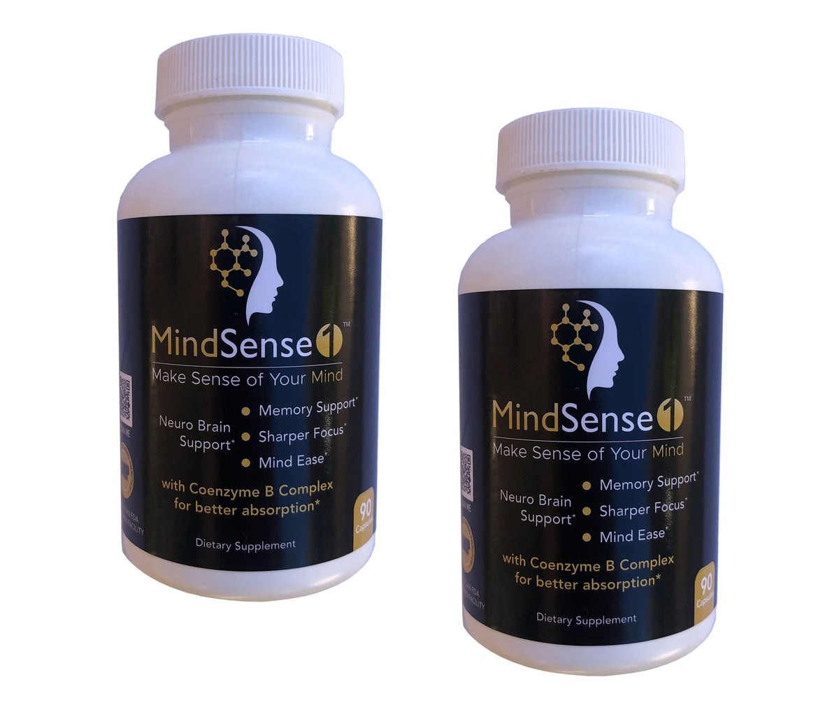 MindSense1 Brain Support Supplement for Focus & Memory - 180 Capsules