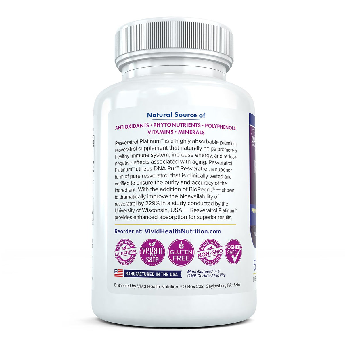 Vivid Health Nutrition Resveratrol Platinum Blend - 30 Capsules - image 5