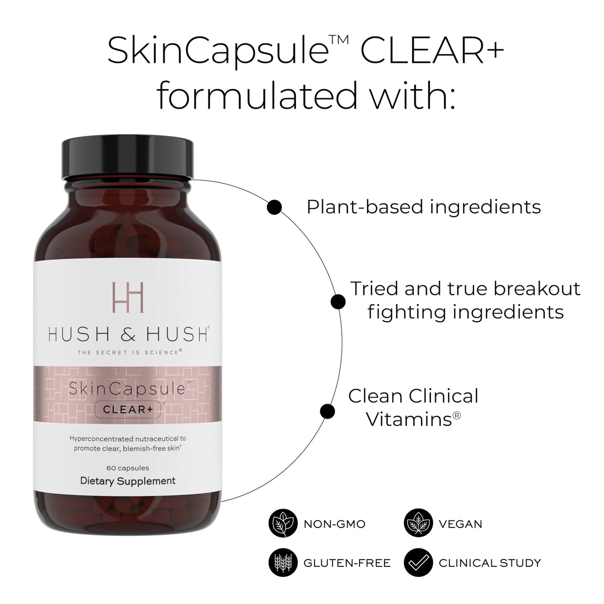 Hush & Hush Acne Supplement for Clear Skin - 60 Capsules - image 2
