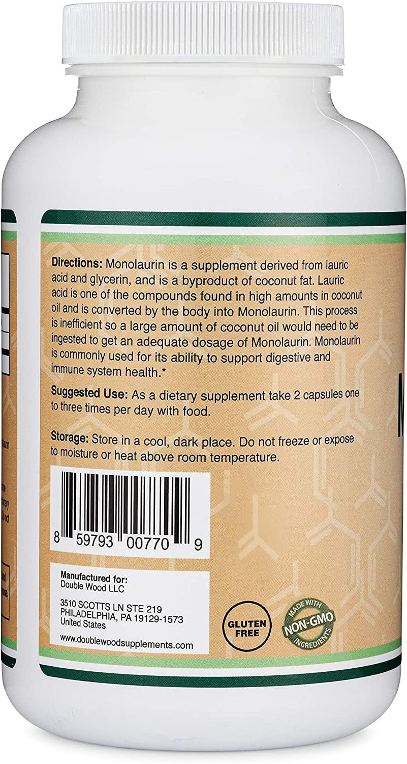 Double Wood Supplements Monolaurin 1,000mg Immune Support - 210 Capsules - image 4