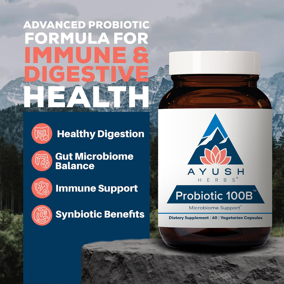 Ayush Herbs Probiotic 100B for Women - 60 Vegetarian Capsules - image 2