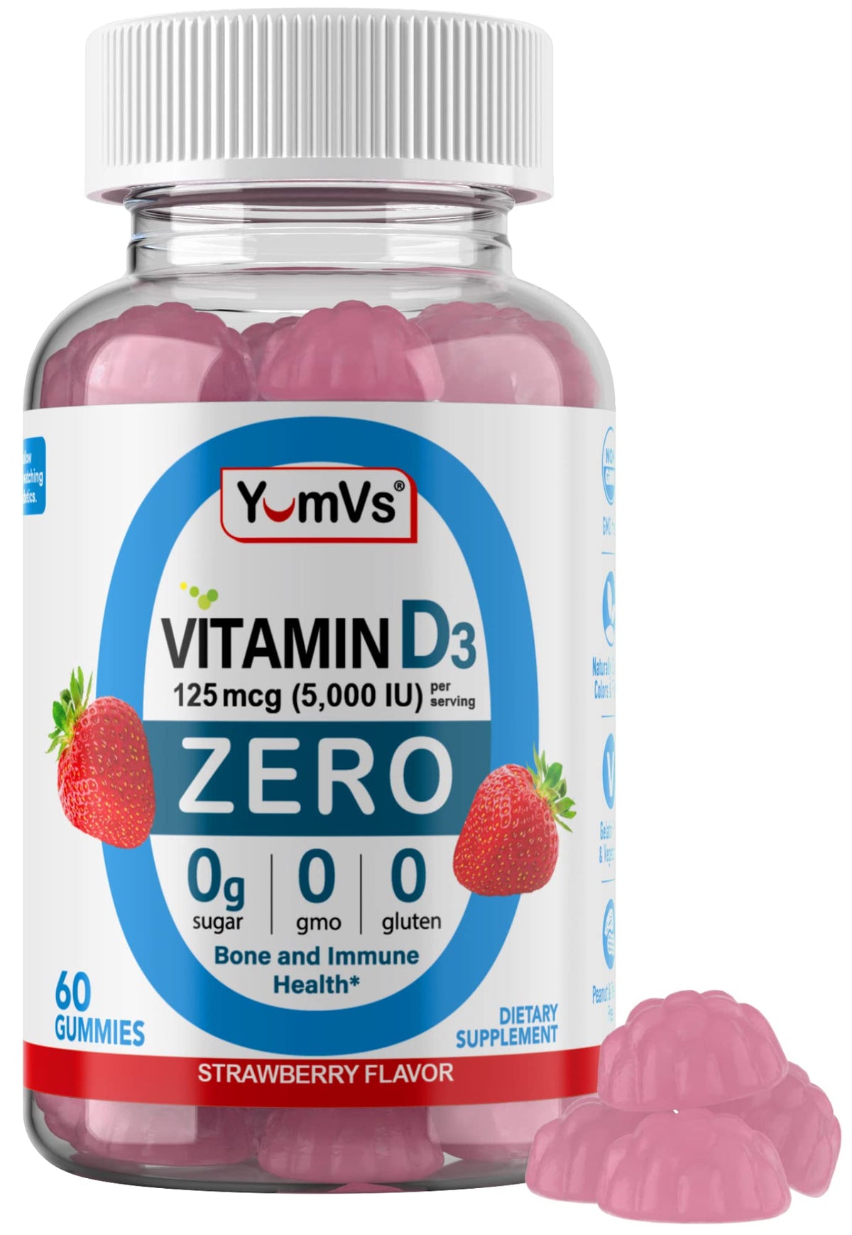 YUM-V'S Sugar Free Vitamin D3 Gummies - 60 Count