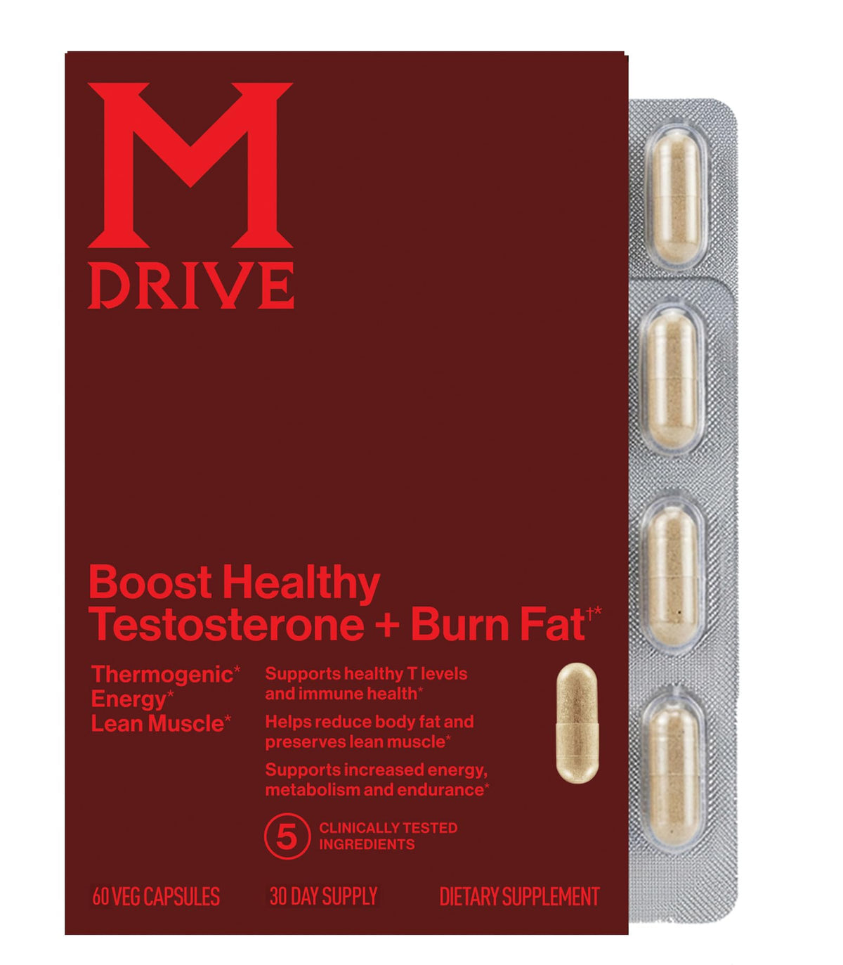 M Drive Boost and Burn Testosterone Booster & Fat Burner - 60 Capsules