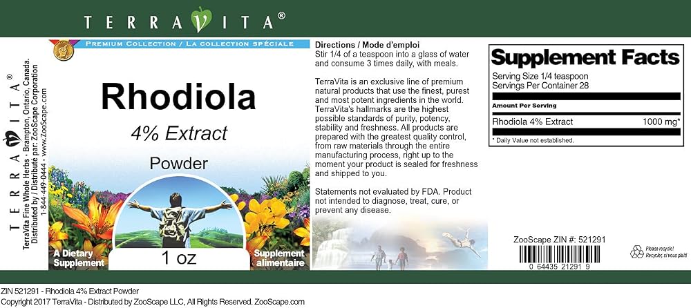 Terravita Rhodiola 4% Extract Powder - 3 oz (Pack of 3) - image 2
