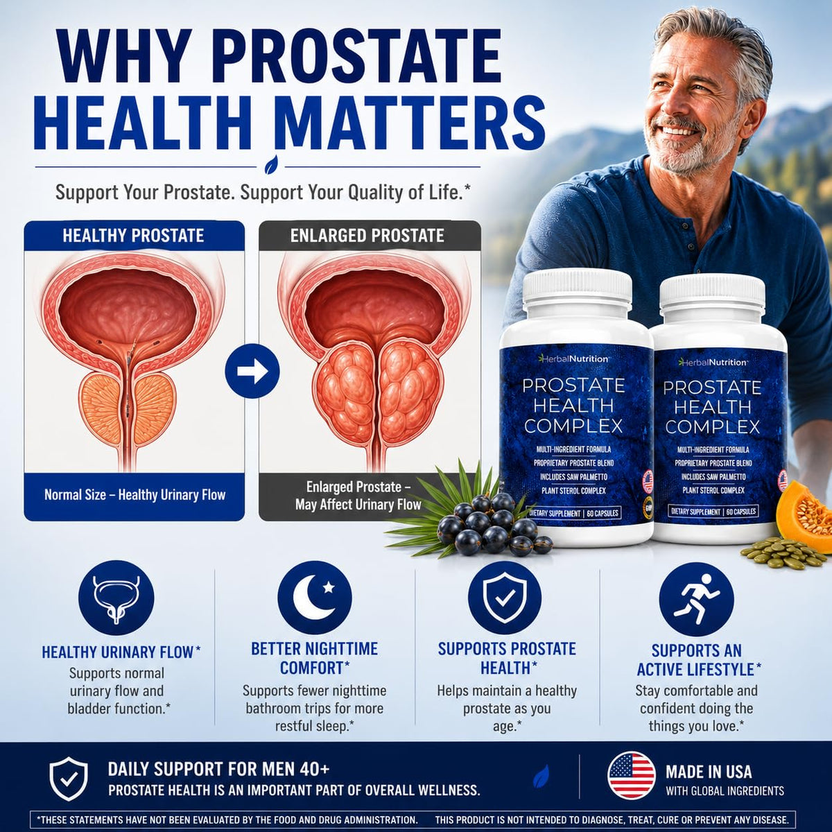 Herbal Nutrition Prostate Health Support with Beta Sterols - 120 Capsules - image 2