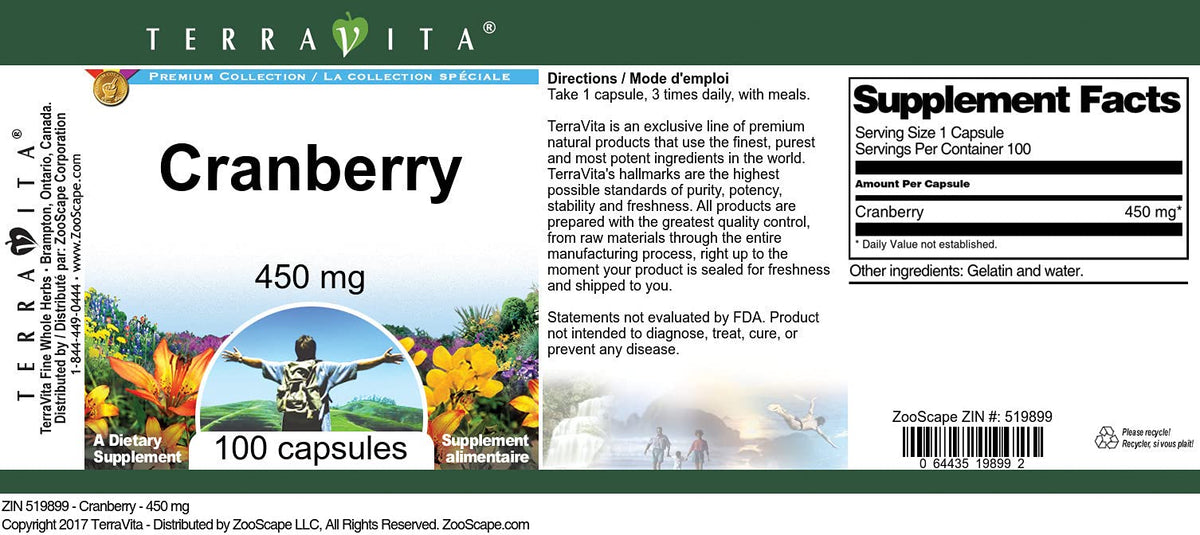 Terravita Cranberry 450 mg - 300 Capsules (3 Pack) - image 2
