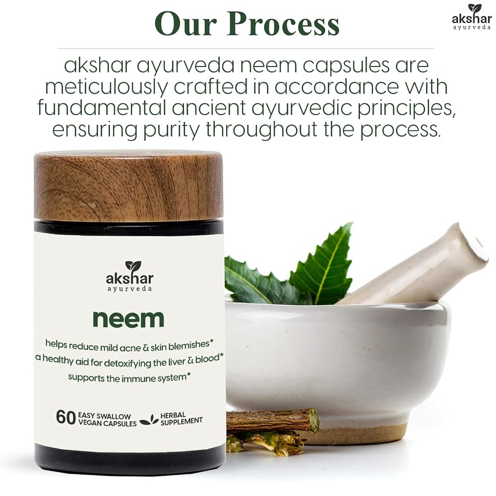AKSHAR Ayurveda Neem Capsules, Extract & Leaf Powder - 60 Count - image 8